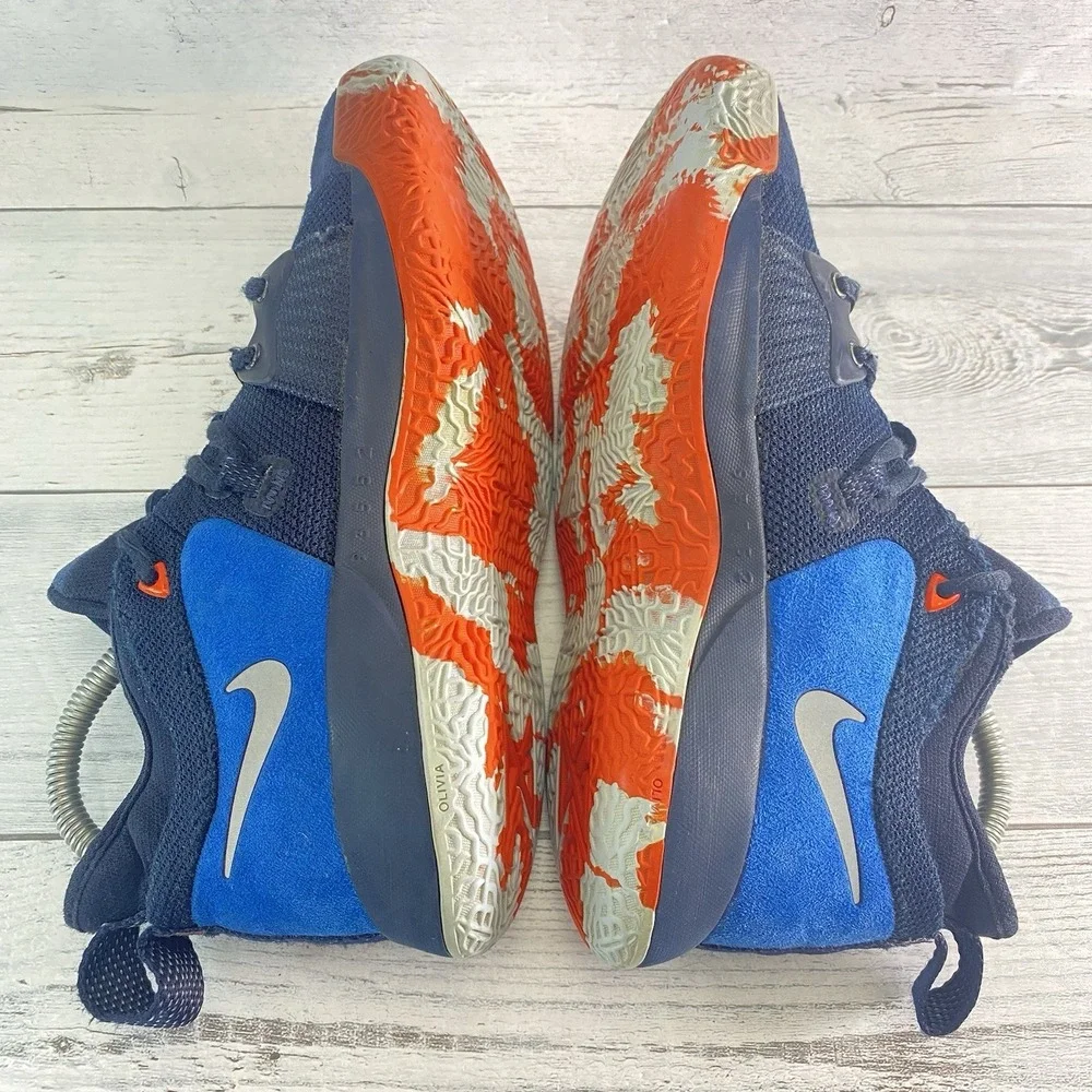 Nike PG 2 Youth Shoes 5.5 Blue Orange Multi Basketball Sports Kids Sneakers Nice